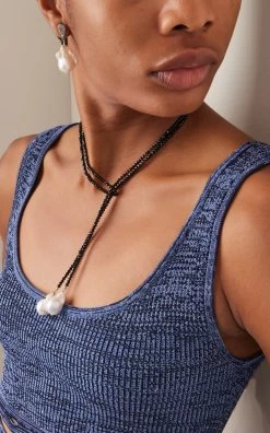 Spinel And Pearl Lariat Necklace