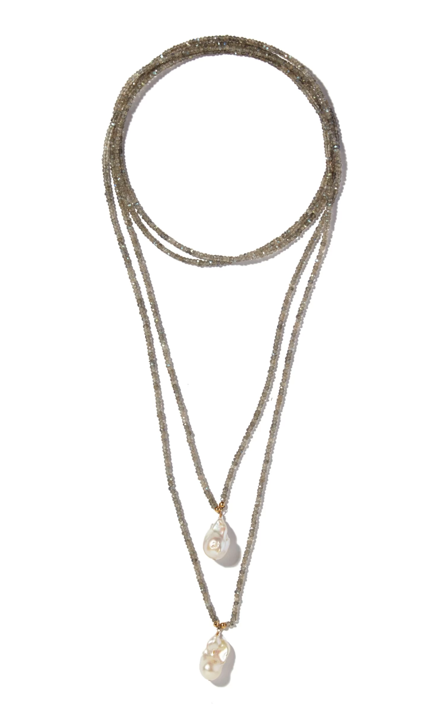 Labradorite And Pearl Lariat Necklace 3 Labradorite And Pearl Lariat Necklace