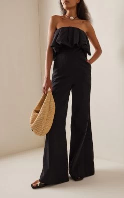 Puff-Detail Cotton-Linen Jumpsuit