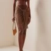 Doris Crystal-Mesh Mini Pareo -Lady Fashion Store jonathan simkhai brown doris pareo