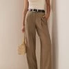 Felice Pleated Twill Relaxed Pants -Lady Fashion Store jonathan simkhai green felice twill tailoring relazed pant