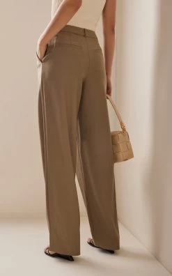 Felice Pleated Twill Relaxed Pants 8 Felice Pleated Twill Relaxed Pants -Lady Fashion Store jonathan simkhai green felice twill tailoring relazed pant 2