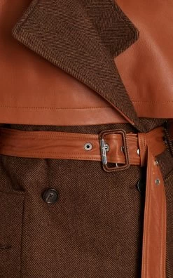 Doni Vegan Leather Trench Coat -Lady Fashion Store jonathan simkhai multi doni vegan leather combo trench coat 2