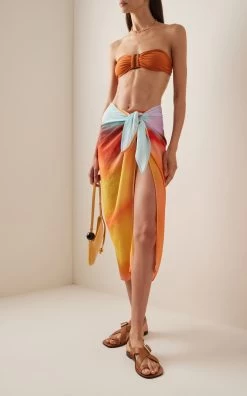 Makai Printed Nylon Midi Wrap Skirt