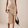 Bruna Draped Cotton Skirt -Lady Fashion Store jonathan simkhai neutral bruna menswear remixed draped skirt