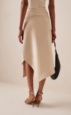 Bruna Draped Cotton Skirt 10 Bruna Draped Cotton Skirt -Lady Fashion Store jonathan simkhai neutral bruna menswear remixed draped skirt 2