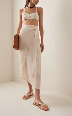 Makai Fringed Cotton Maxi Wrap Skirt