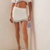 Dua Embellished Crepe Mini Skirt -Lady Fashion Store jonathan simkhai white dua embelishment crepe mini skirt