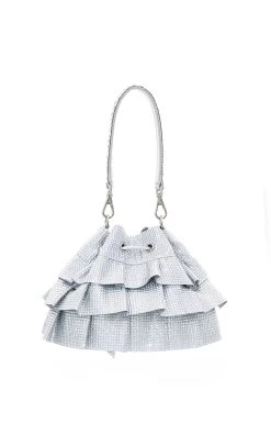 Ruffle Crystal Pouch 7 Ruffle Crystal Pouch -Lady Fashion Store judith leiber silver ruffle crystal pouch 1