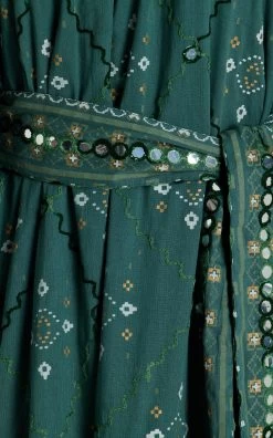 Mosaic Off-The-Shoulder Cotton Mini Dress -Lady Fashion Store juliet dunn green mosaic off the shoulder cotton mini dress 5