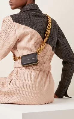 Chain-Detailed Leather Bike Wallet -Lady Fashion Store kara black chain detail leather bike wallet 1