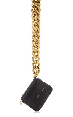 Chain-Detailed Leather Bike Wallet -Lady Fashion Store kara black chain detail leather bike wallet 2