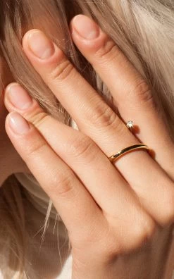 18K Yellow Gold Crescendo Diamond Pin Ring