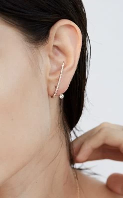 18K White Gold Crescendo Flare Diamond Single Earring