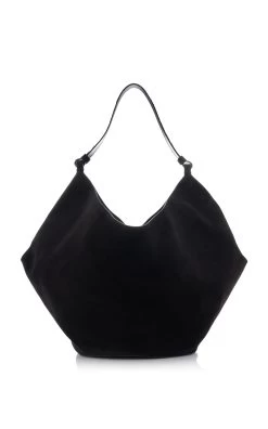Lotus Medium Suede Bag -Lady Fashion Store khaite black lotus bag medium 2