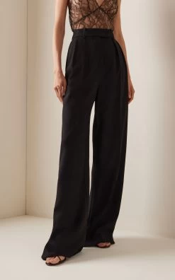 Teyana Pleated Wide-Leg Pants -Lady Fashion Store khaite black teyana pant 1
