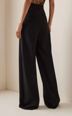 Teyana Pleated Wide-Leg Pants -Lady Fashion Store khaite black teyana pant 2