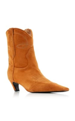 Dallas Suede Ankle Boots -Lady Fashion Store khaite brown dallas ankle boot 3
