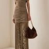 Jacinta Off-The-Shoulder Fringe Maxi Dress -Lady Fashion Store khaite khaki jacinta dress