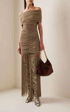 Jacinta Off-The-Shoulder Fringe Maxi Dress