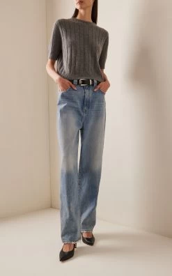 Martin Distressed Rigid High-Rise Straight-Leg Jeans