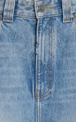 Martin Distressed Rigid High-Rise Straight-Leg Jeans -Lady Fashion Store khaite light wash martin jean 3