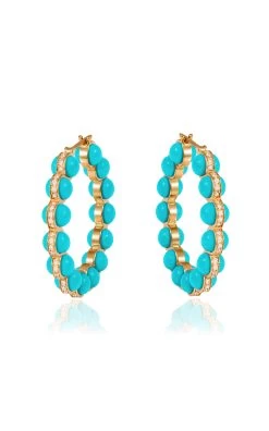18K Yellow Gold The Atom Diamond And Turquoise Enamel Earrings