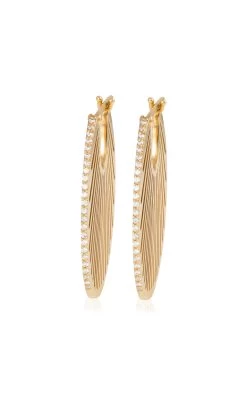 Flat Ray 18K Yellow Gold Diamond Hoop Earrings