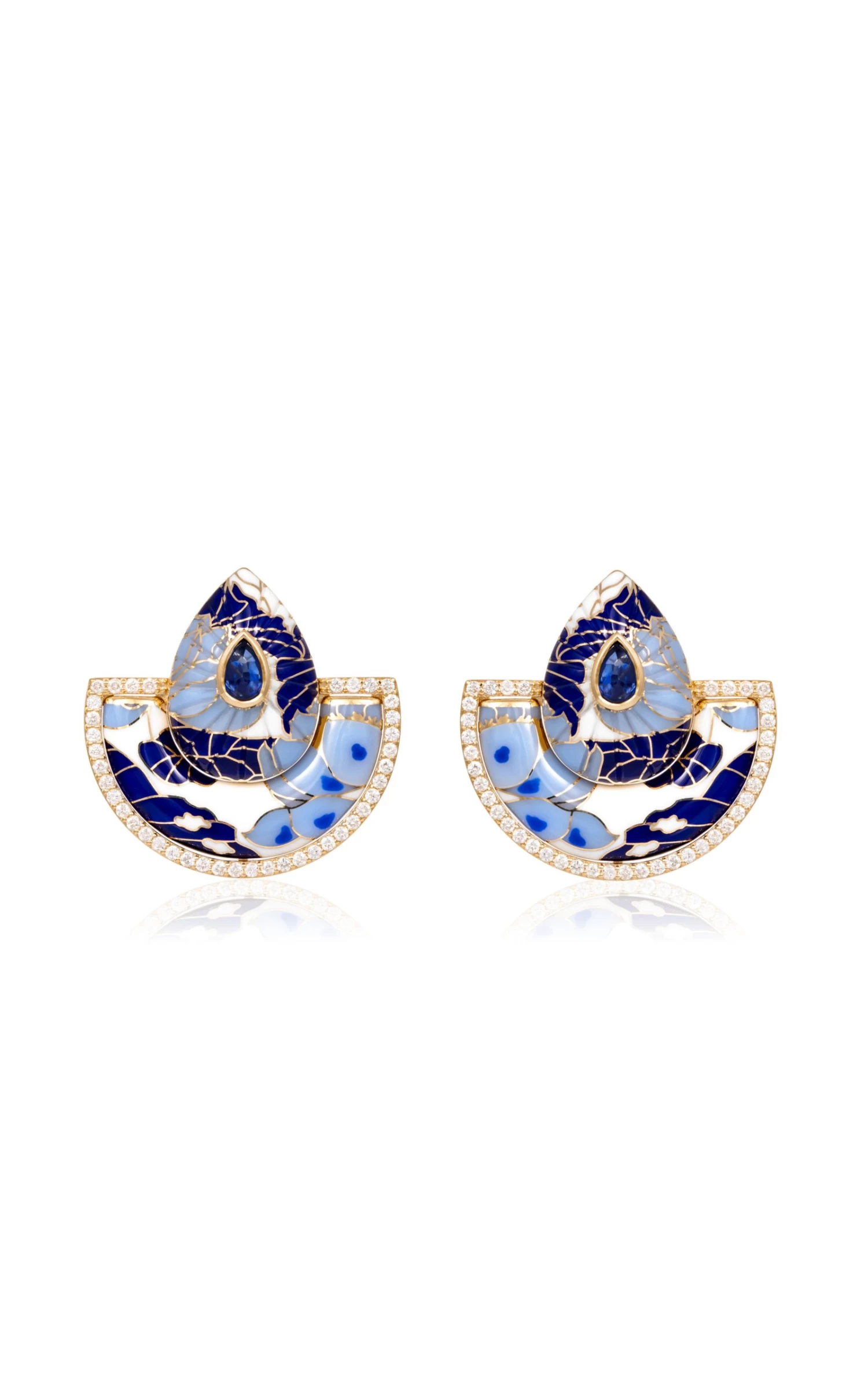 18k Yellow Gold Small Chinoiserie Bond Street Earrings 3 18k Yellow Gold Small Chinoiserie Bond Street Earrings