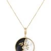 The Kiss 18K Yellow Gold Diamond, Mother-of-Pearl, Onyx Necklace -Lady Fashion Store l atelier nawbar multi the kiss pendant