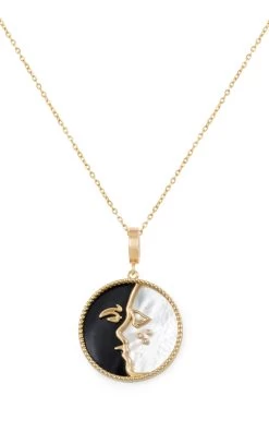 The Kiss 18K Yellow Gold Diamond, Mother-of-Pearl, Onyx Necklace