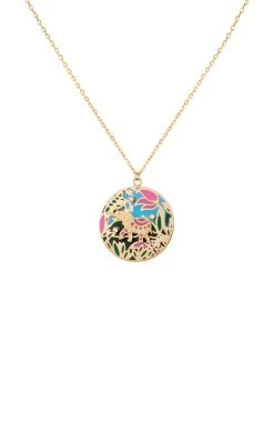 18K Yellow Gold The Trunks Up Diamond And Colored Enamel Pendant