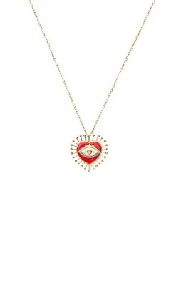 Eye Heart U 18K Yellow Gold Pendant Necklace -Lady Fashion Store l atelier nawbar red eye heart u 18k yellow gold pendant necklace 2