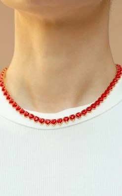 Heart United 18K Yellow Gold Coral Choker
