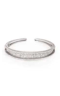 18k White Gold Full Diamond Burger Bangle Bracelet