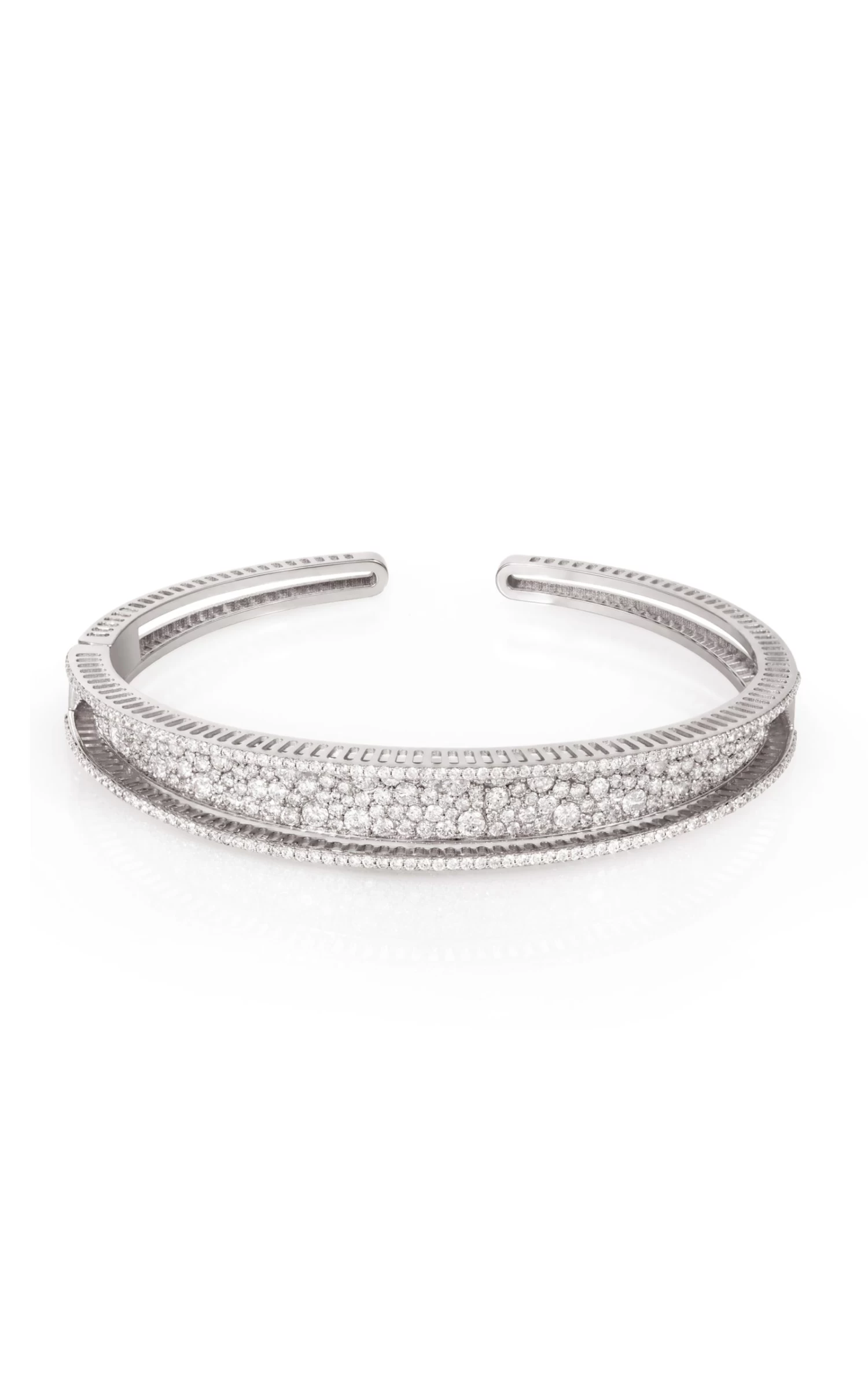 18k White Gold Full Diamond Burger Bangle Bracelet 3 18k White Gold Full Diamond Burger Bangle Bracelet