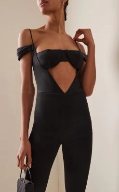 Exclusive Satin Jumpsuit -Lady Fashion Store laquan smith black exclusive satin jumpsuit 1