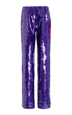 Sequined Pants -Lady Fashion Store laquan smith purple sequined pants 4