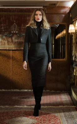 Locket Cropped Jacket -Lady Fashion Store lena hoschek black locket cropped jacket 3