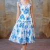 Ragazza Tiered Corset Cotton Midi Dress -Lady Fashion Store lena hoschek blue ragazza tiered corset cotton midi dress
