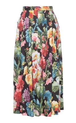 Berry Picking Floral-Printed Stretch Cotton Midi Skirt 5 Berry Picking Floral-Printed Stretch Cotton Midi Skirt -Lady Fashion Store lena hoschek multi berry picking floral printed stretch cotton midi skirt 1