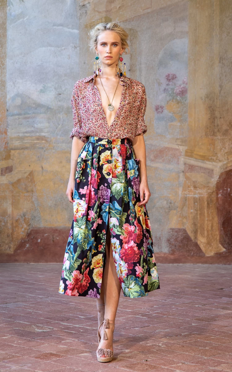 Berry Picking Floral-Printed Stretch Cotton Midi Skirt 3 Berry Picking Floral-Printed Stretch Cotton Midi Skirt