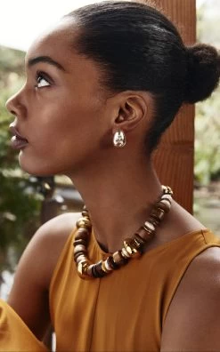 Robles Wooden Bead Necklace -Lady Fashion Store lizzie fortunato brown robles necklace 2