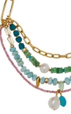 Vizcaya Beaded Gold-Plated Chain Necklace -Lady Fashion Store lizzie fortunato multi vizcaya necklace 2