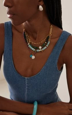 Vizcaya Beaded Gold-Plated Chain Necklace