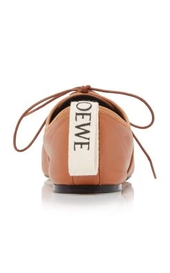 Loewe Soft Derby Flats -Lady Fashion Store loewe brown leather ballet flats 2