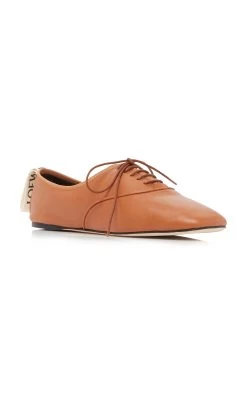 Loewe Soft Derby Flats -Lady Fashion Store loewe brown leather ballet flats 3