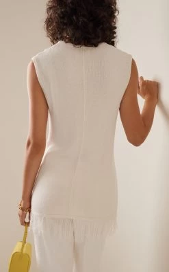 Fringed Sleeveless Top 8 Fringed Sleeveless Top -Lady Fashion Store loulou studio white fringed sleevless top 2