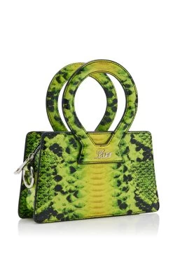 Small Ana Python-Embossed Leather Top Handle Bag 9 Small Ana Python-Embossed Leather Top Handle Bag -Lady Fashion Store luar yellow small ana acid green python 2