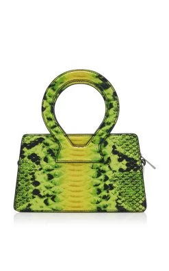 Small Ana Python-Embossed Leather Top Handle Bag 10 Small Ana Python-Embossed Leather Top Handle Bag -Lady Fashion Store luar yellow small ana acid green python 3